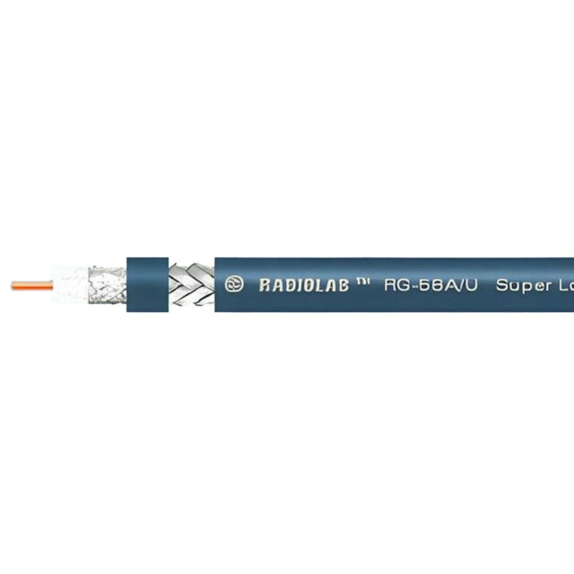 Коаксиальный кабель Radiolab RG-58 A/U Blue с твердым центральным проводником c волновым сопротивлением 50 ом
